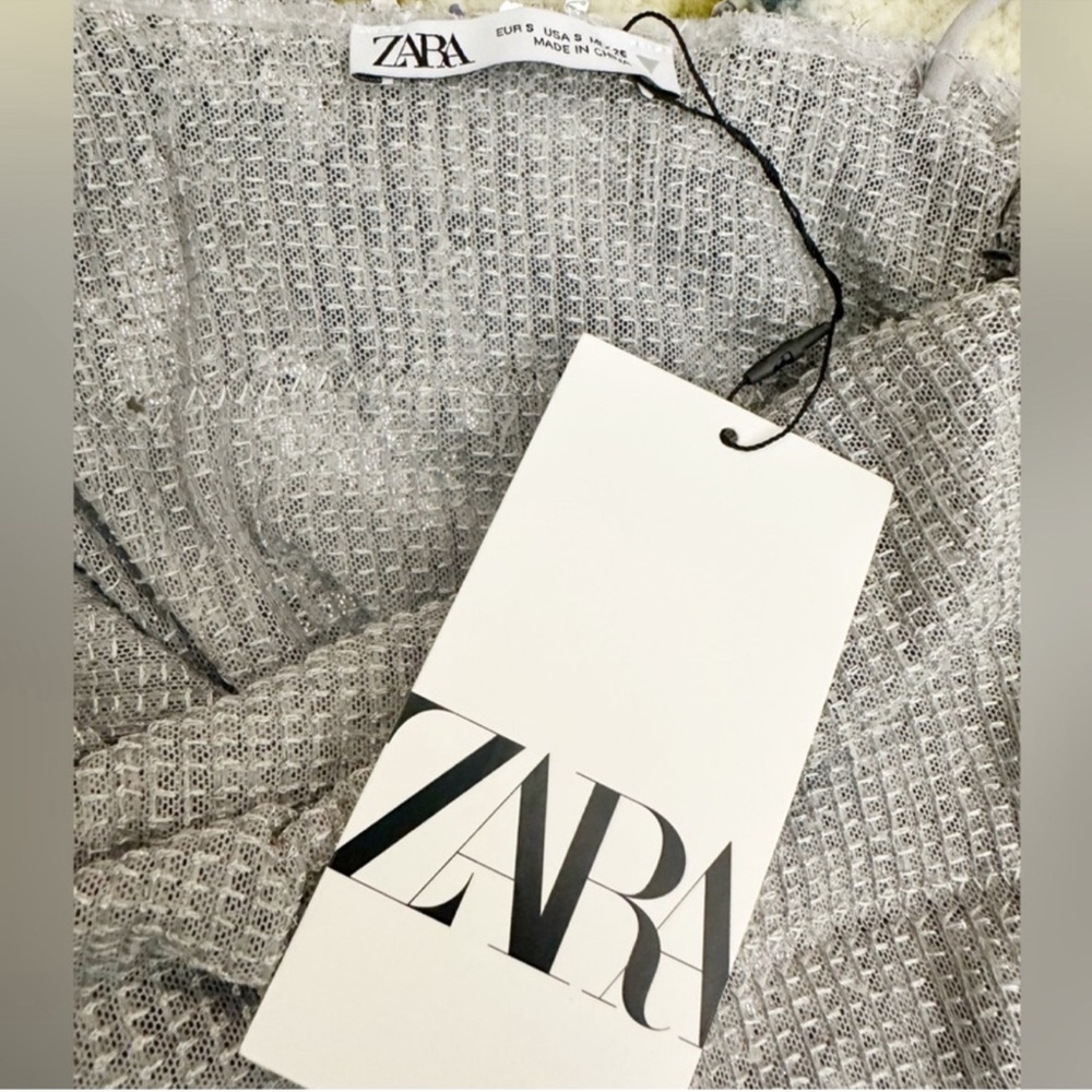 NWT Zara Silver Sequin Maxi Dress Size S - Picture 11 of 16